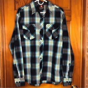South Pole button down teal/ gray/ white / green size large